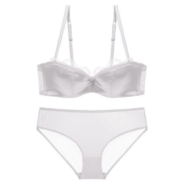 Sexy lace embroidered bra lingerie thin style gathered comfortable French bra set brassier and panties