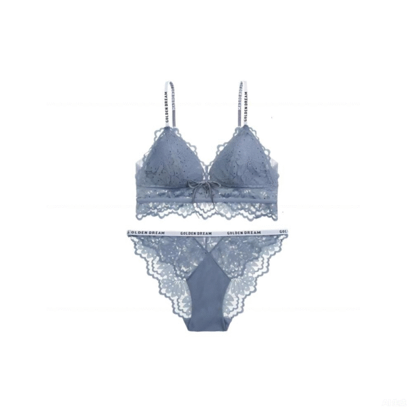 Sexy lace embroidered bra lingerie thin style gathered comfortable French bra set brassier and panties