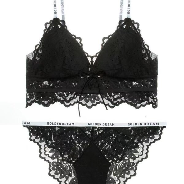 Sexy lace embroidered bra lingerie thin style gathered comfortable French bra set brassier and panties