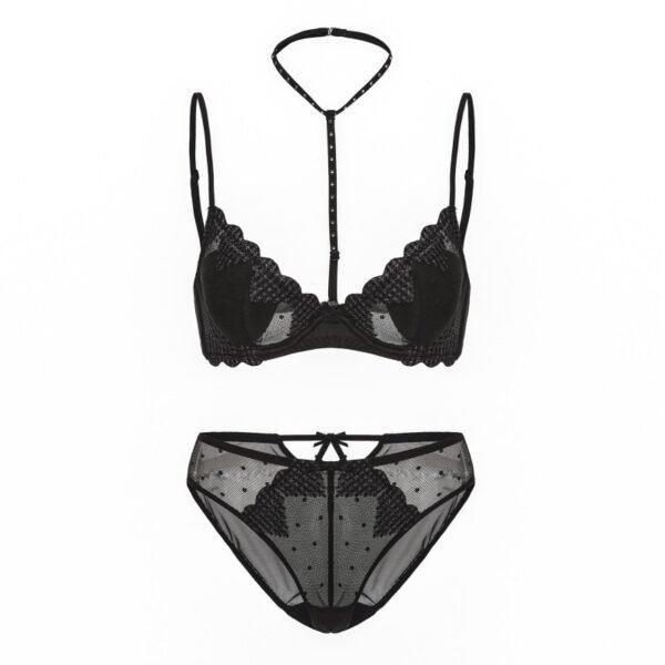 Sexy lace embroidered bra lingerie thin style gathered comfortable French bra set brassier and panties