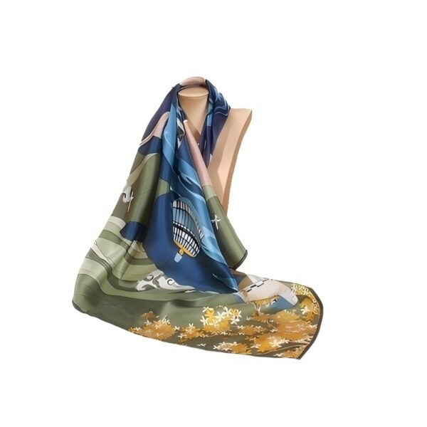 90*90cm China Suzhou Mulberry Silk Scarf Silk Scarf Oil Painting French Retro Scarf Women's Sunscreen Silk Scarf